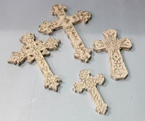 Four Various Painted Resin Crosses