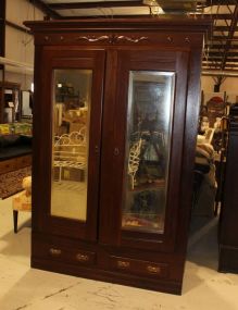 American Oak Double Door Armoire