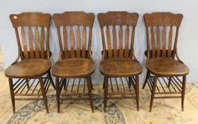Set of Four Antique Oak Church Chairs