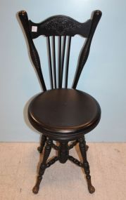 Antique Painted Black Piano Chair with Metal Claw Feet with Balls