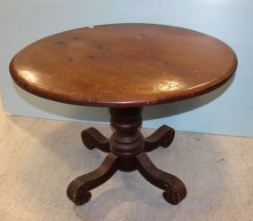 Antique Round Pine Breakfast Table