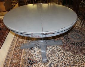 Hand Painted Distressed Single Pedestal Dining Table