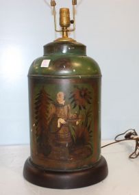 Oriental Hand Painted Tin Lamp