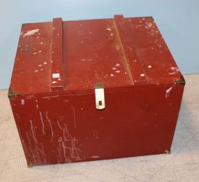 Red Wood Box with Hinged Top