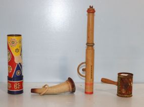 Kaleidoscope, Halloween Noise Maker, Toy Plastic Horn, 1904 World's Fair-St. Louis Wood Piece