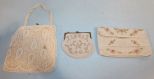 Three Small Beaded White Vintage Purses