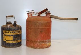 Five Gallon Metal Gas Can and Smaller Metal Gas Can