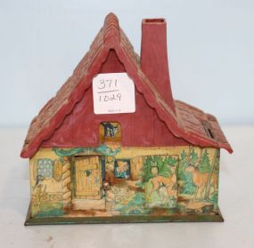 Vintage Tin of Snow White Cottage Bank