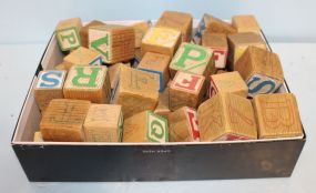 Box Lot of Vintage Wood Blocks