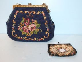 Two Vintage Needlepoint Purses