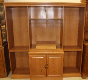 Contemporary Light Wood Entertainment Center with Shelves