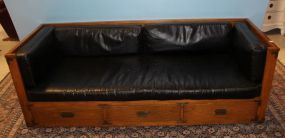 Sofa with Leather Cushions, Drawers Under Sofa