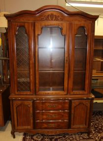 Two Part Contemporary China Cabinet with Bonnet Top
