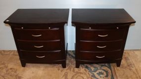 Pair Contemporary Three Drawer Bed Side Tables