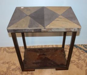 Metal End Table with Faux Marble Top