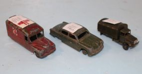 Plastic Army Truck, Dinky Toy Ambulance, Dinky Toy Car