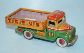 Vintage Litho Painted Tin Children Dump Truck