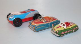 Three Vintage Litho Tin Cars