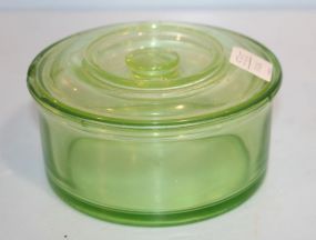 Green Depression Glass Butter Dish