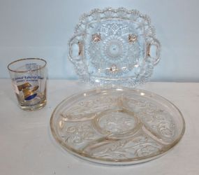 Clear Glass Divided Dish, Clear Glass Dish, 21st Annual Liberty Bowl Glass