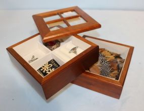 Divided Jewelry Box with Ring, Pin, Two Pair Earrings, Necklace