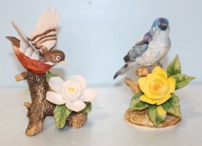 Porcelain Blue Bird Figurine, Porcelain Robin Figurine