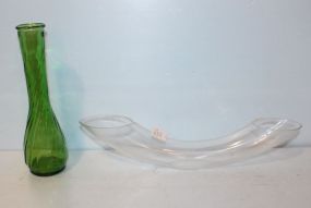 Unusual Glass Vase, Green Vase