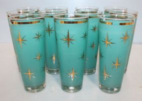 Set of Eleven Vintage Aqua Tea Glasses