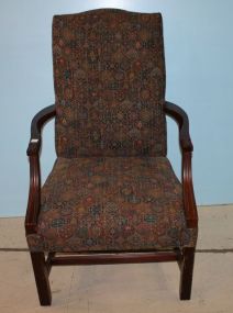 High Back Mahogany Straight Leg Arm Chair