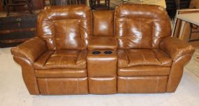 Brown Pleather Reclining Sofa