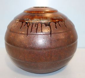 Large Round Bronze Color Pottery Vase