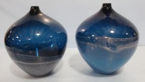 Pair Blue Glass Vases