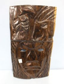 Rosewood Carved Face Plaque