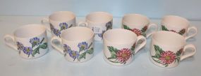 Set of Eight Porcelain International Terrace Blossom Mugs