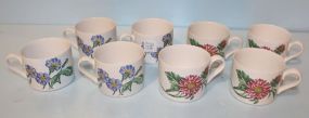 Set of Eight Porcelain International Terrace Blossom Mugs