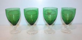 Set of Four Green Stem Glasses