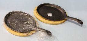 Two Grilling Skillets and Wood Bases