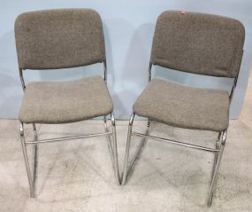 Two Chrome and Tweed Fabric Chairs