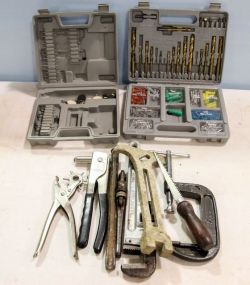 Clamp, Wrenches, Punch, Drill Bit Set