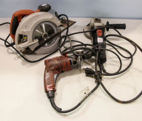 Black and Decker Skill Saw, Grinder, and Milwaukee Drill
