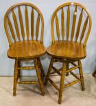 Pair of Oak Swivel Bar Stools