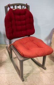 Gray Cane Seat Rocking Chair