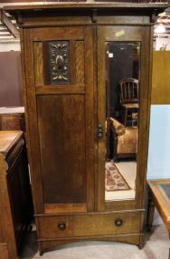 Oak Double Door Armoire with Drawer