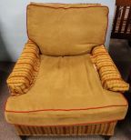 Brown and Red Upholstered Arm Chair