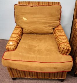 Brown and Red Upholstered Arm Chair