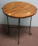 Wood Table with Metal Base
