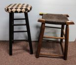 Black Stool and Rush Seat Stool