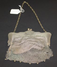 G. Silver 1920's Mesh Flapper Bag with Ingraved Name of Owner