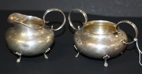 Sterling Footed Creamer and Sugar