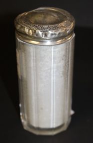 Vintage Glass Powder Jar with Sterling Lid